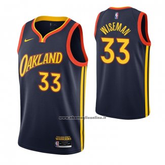 Maglia Golden State Warriors James Wiseman #33 Citta 2020-21 Blu