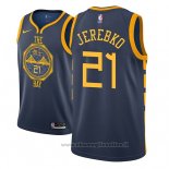 Maglia Golden State Warriors Jonas Jerebko NO 21 Citta 2018-19 Blu