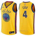 Maglia Golden State Warriors Quinn Cook NO 4 Citta 2017-18 Giallo