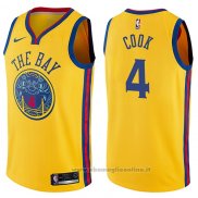 Maglia Golden State Warriors Quinn Cook NO 4 Citta 2017-18 Giallo