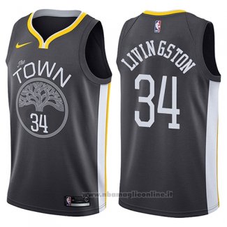 Maglia Golden State Warriors Shaun Livingston NO 34 The Town Statement 2017-18 Nero