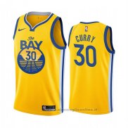 Maglia Golden State Warriors Stephen Curry NO 30 Citta 2019-20 Giallo