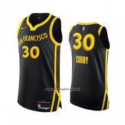 Maglia Golden State Warriors Stephen Curry #30 Citta Autentico 2023-24 Nero