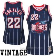 Maglia Houston Rockets Clyde Drexler NO 22 Throwback Blu