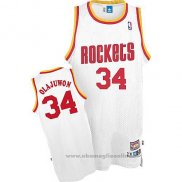 Maglia Houston Rockets Hakeem Olajuwon NO 34 Throwback Bianco2