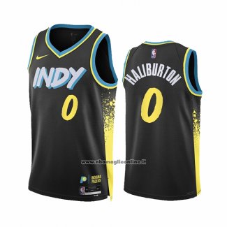 Maglia Indiana Pacers Tyrese Haliburton #0 Citta 2023-24 Nero