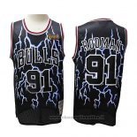 Maglia Lightning Chicago Bulls Dennis Rodman NO 91 Nero