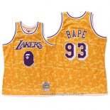 Maglia Los Angeles Lakers Bape NO 93 Mitchell & Ness Giallo