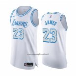 Maglia Los Angeles Lakers LeBron James #23 Citta Autentico 2020-21 Bianco