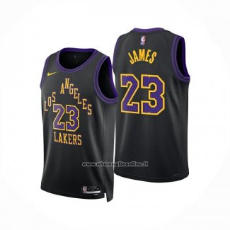 Maglia Los Angeles Lakers Lebron James No 23 Citta 2025-26 Nero