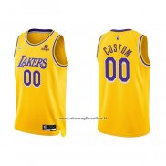 Maglia Los Angeles Lakers Personalizzate Anniversary 2021-22 Giallo