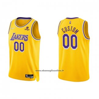 Maglia Los Angeles Lakers Personalizzate Anniversary 2021-22 Giallo