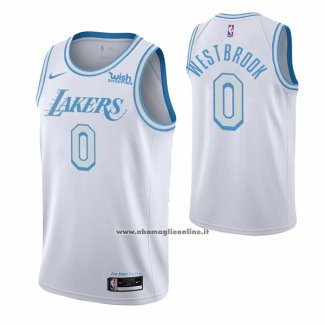 Maglia Los Angeles Lakers Russell Westbrook #0 Citta 2020-21 Bianco