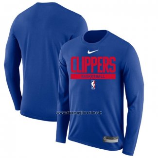 Maglia Manica Lunga Los Angeles Clippers Practice Performance 2022-23 Blu