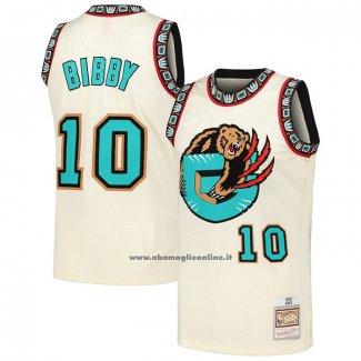 Maglia Memphis Grizzlies Mike Bibby #10 Mitchell & Ness Chainstitch Crema