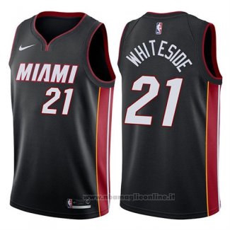 Maglia Miami Heat Hassan Whiteside NO 21 Icon 2018 Nero