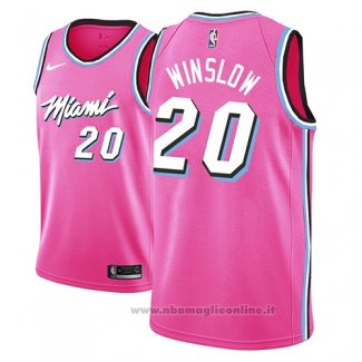 Maglia Miami Heat Justise Winslow NO 20 Earned 2018-19 Rosa