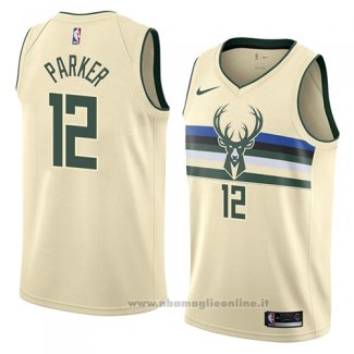 Maglia Milwaukee Bucks Jabari Parker NO 12 Citta 2018 Crema