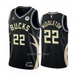 Maglia Milwaukee Bucks Khris Middleton #22 Statement 2022-23 Nero