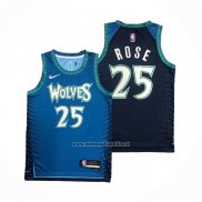 Maglia Minnesota Timberwolves Derrick Rose #25 Citta 2021-22 Blu