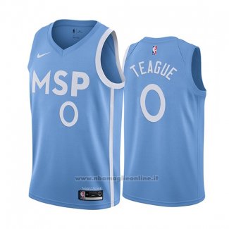 Maglia Minnesota Timberwolves Jeff Teague NO 0 Citta Edition Blu