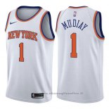 Maglia New York Knicks Emmanuel Mudiay NO 1 Association 2017-18 Bianco