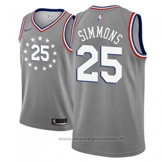 Maglia Philadelphia 76ers Ben Simmons NO 25 Citta 2018-19 Grigio