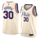 Maglia Philadelphia 76ers Furkan Korkmaz NO 30 Citta 2018 Crema