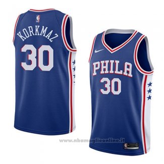 Maglia Philadelphia 76ers Furkan Korkmaz NO 30 Icon 2018 Blu