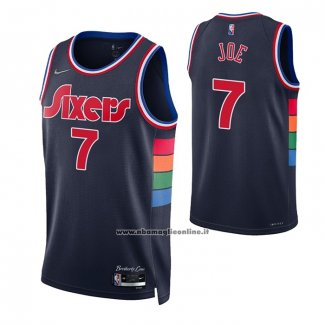 Maglia Philadelphia 76ers Isaiah Joe #7 Citta 2021-22 Blu