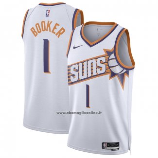 Maglia Phoenix Suns Devin Booker #1 Association 2023-24 Bianco