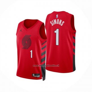Maglia Portland Trail Blazers Anfernee Simons No 1 Statement 2024-25 Rosso
