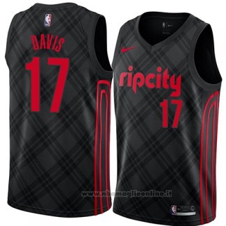 Maglia Portland Trail Blazers Ed Davis NO 17 Citta 2018 Nero