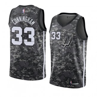 Maglia San Antonio Spurs Dante Cunningham NO 33 Citta 2018 Grigio