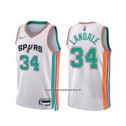 Maglia San Antonio Spurs Jock Landale #34 Citta 2021-22 Bianco