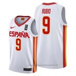 Maglia Spagna Ricky Rubio NO 9 2019 FIBA Baketball World Cup Bianco