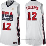 Maglia USA 1992 John Stockton NO 12 Bianco