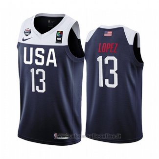 Maglia USA Brook Lopez NO 13 2019 FIBA Basketball World Cup Blu