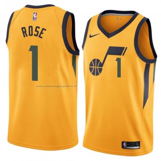 Maglia Utah Jazz Derrick Rose NO 1 Statement 2018 Giallo