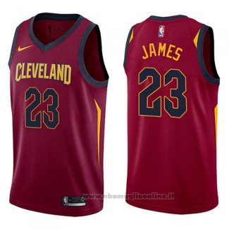 Nike Maglia Cleveland Cavaliers LeBron James NO 23 2017-18 Rosso