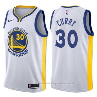 Nike Maglia Golden State Warriors Stephen Curry NO 30 2017-18 Bianco