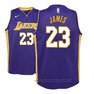 Maglia Bambino Los Angeles Lakers Lebron James NO 23 Statement 2017-18 Viola