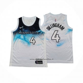 Maglia Bambino Minnesota Timberwolves Robert Dillingham #4 Citta 2024-25 Bianco