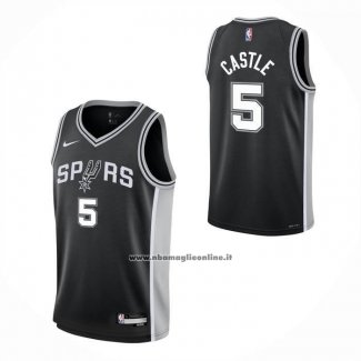Maglia Bambino San Antonio Spurs Stephon Castle No 5 Icon 2025-26 Nero