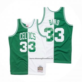Maglia Boston Celtics Larry Bird #33 Mitchell & Ness 1985-86 Split Bianco Verde