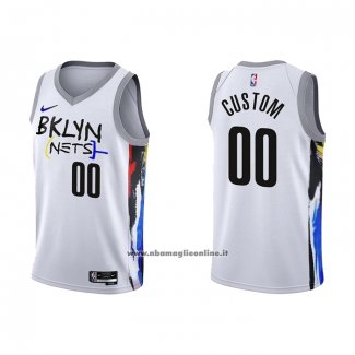 Maglia Brooklyn Nets Personalizzate Citta 2022-23 Bianco