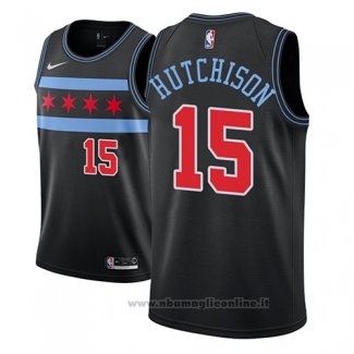 Maglia Chicago Bulls Chandler Hutchison NO 15 Citta 2018-19 Nero