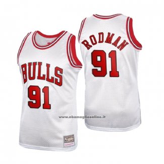 Maglia Chicago Bulls Dennis Rodman #91 Mitchell & Ness 1997-98 Bianco