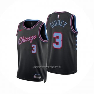 Maglia Chicago Bulls Josh Giddey No 3 Citta 2025-26 Nero
