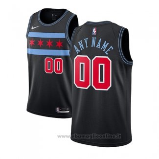 Maglia Chicago Bulls Personalizzate Citta 2018-19 Nero